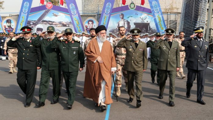 Iranian supreme leader Ayatollah Ali Khamenei at army graduation ceremony