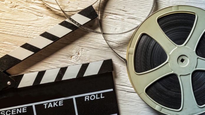 Film camera chalkboard and roll