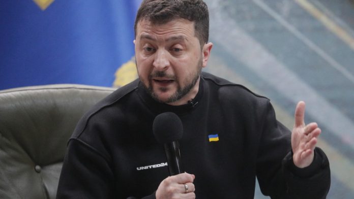 Ukrainian President Volodymyr Zelensky press conference in Kyiv