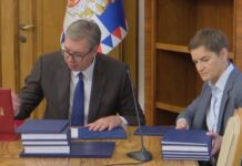 Вучич официално предаде президентския пост на председателя на сръбския парламент Ана Бърнабич