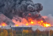 Масирана украинска атака по Санкт Петербург: Склад на Ozon се запали, има един загинал